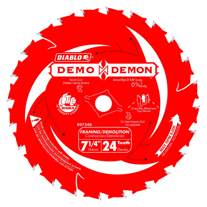Diablo Tools D0724DA 7-1/4 in. 24-Tooth ™ Framing/Demolition Saw Blade - Edmondson Supply