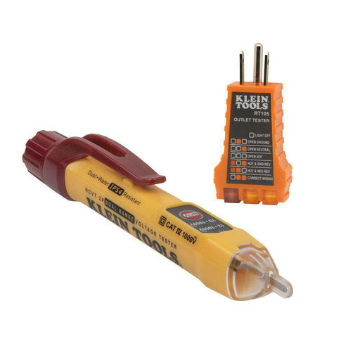 Klein Tools NCVT-2PKIT Dual Range Non-Contact Voltage Tester with Receptacle Tester - Edmondson Supply