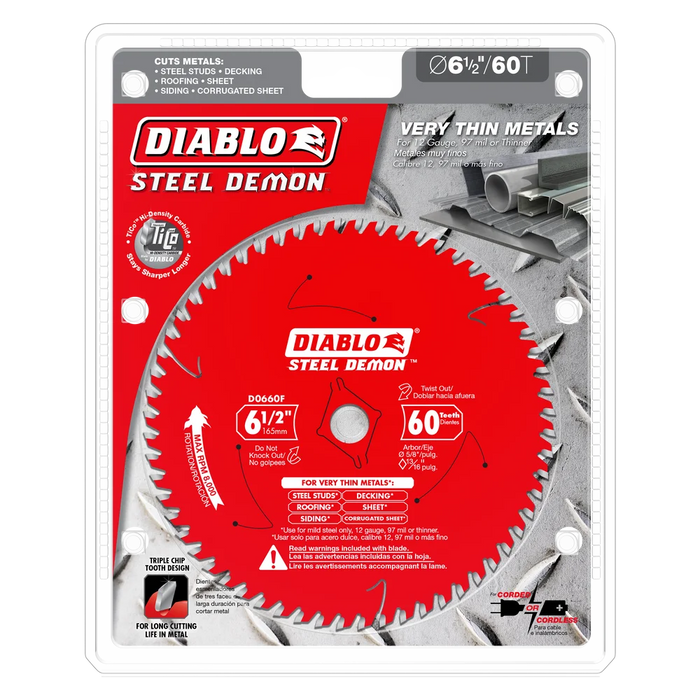Diablo Tools D0660F 6-1/2 in. x 60-Tooth Saw Blade for Very Thin Mild Steels
