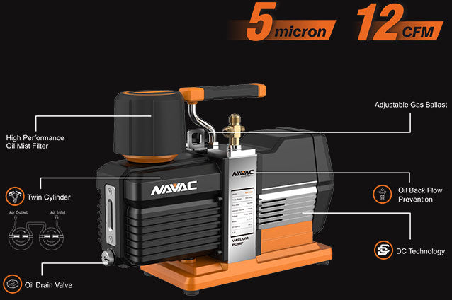 NAVAC NP12DM 12 CFM Brushless DC Vacuum Pump, Master Series - Edmondson Supply