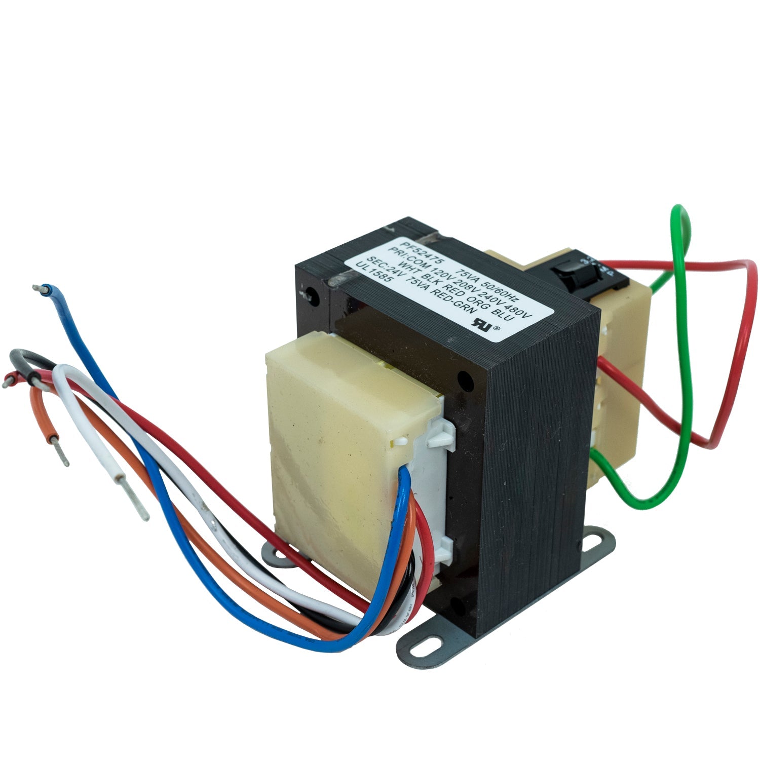 Packard PF52475 Class II Foot Mount Transformer Primary 120/208/240/480V Secondary 24 Volts VA Rating 75VA - Edmondson Supply