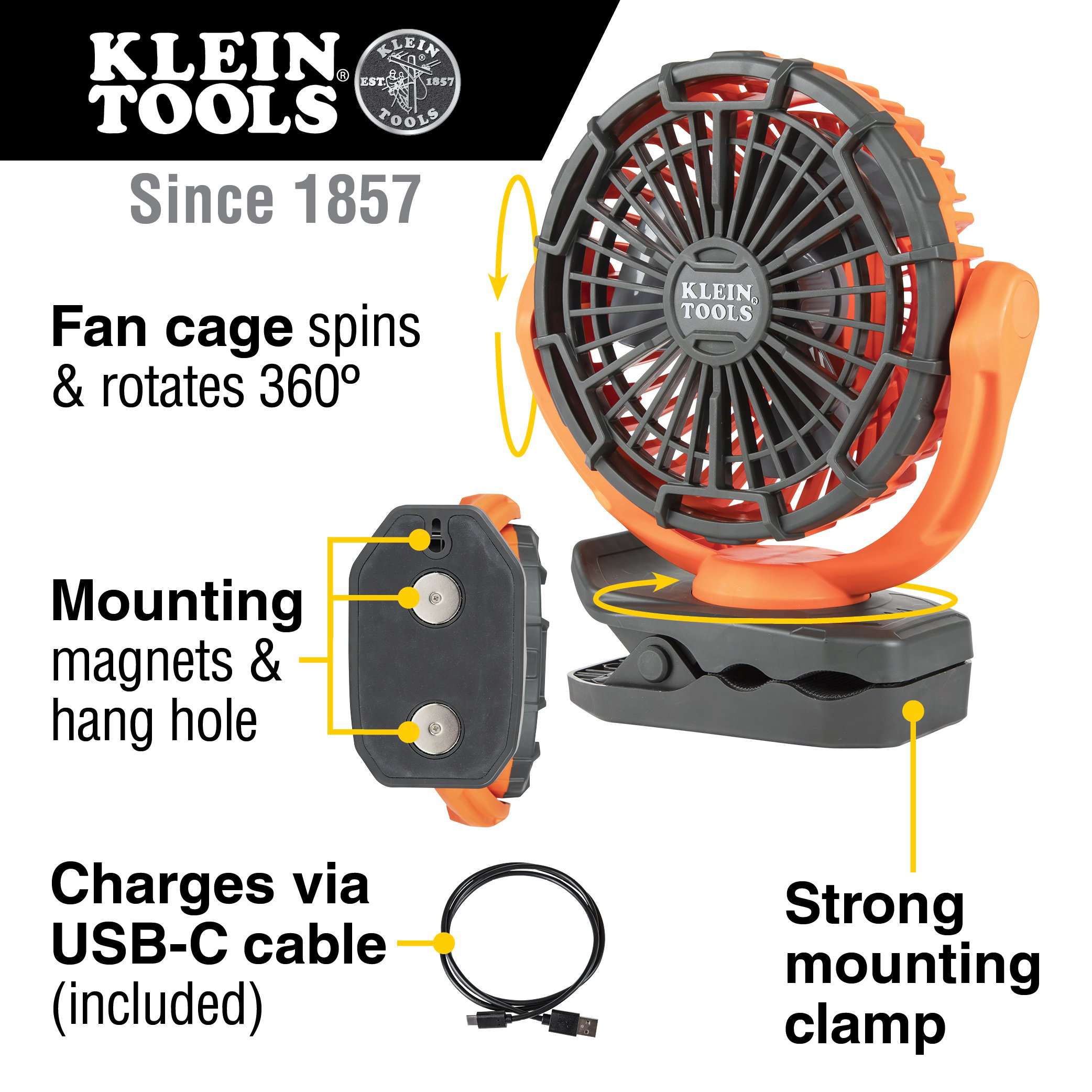 Klein Tools PJSFM1 Rechargeable Personal Jobsite Fan - Edmondson Supply
