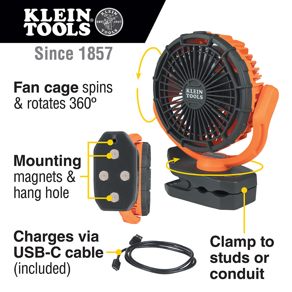 Klein Tools PJSFM2 Rechargeable Clamping Fan - Edmondson Supply