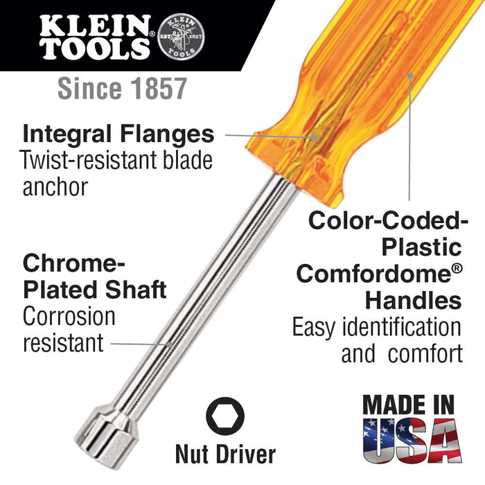 Klein Tools S10 5/16-Inch Nut Driver 3-Inch Hollow Shaft - Edmondson Supply