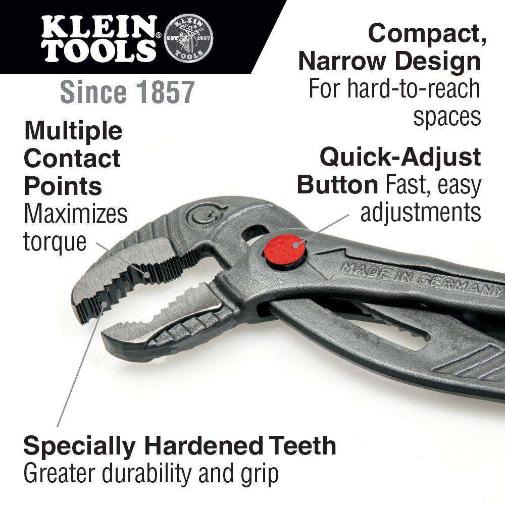 Klein Tools D504-12B Quick-Adjust Klaw™ Pump Pliers, 12-Inch - Edmondson Supply
