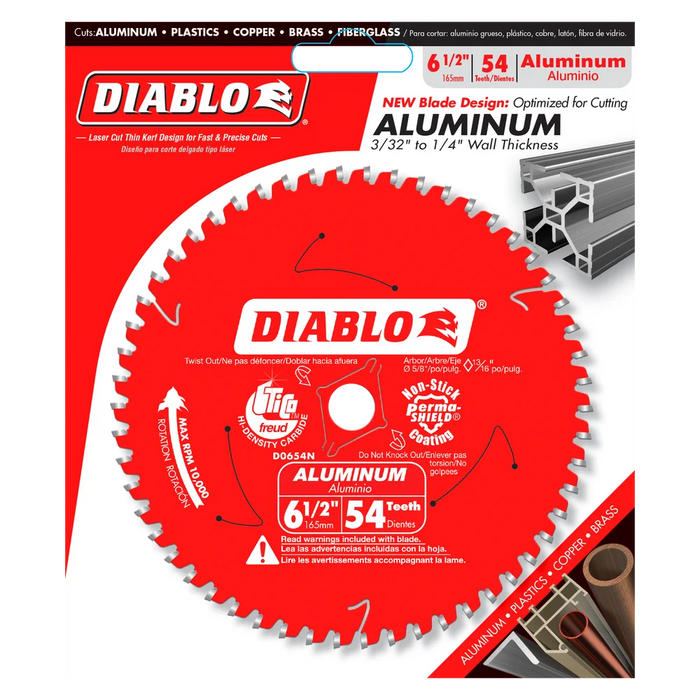 Diablo Tools D0654N 6-1/2 in. x 54 Tooth Medium Aluminum Cutting Saw Blade