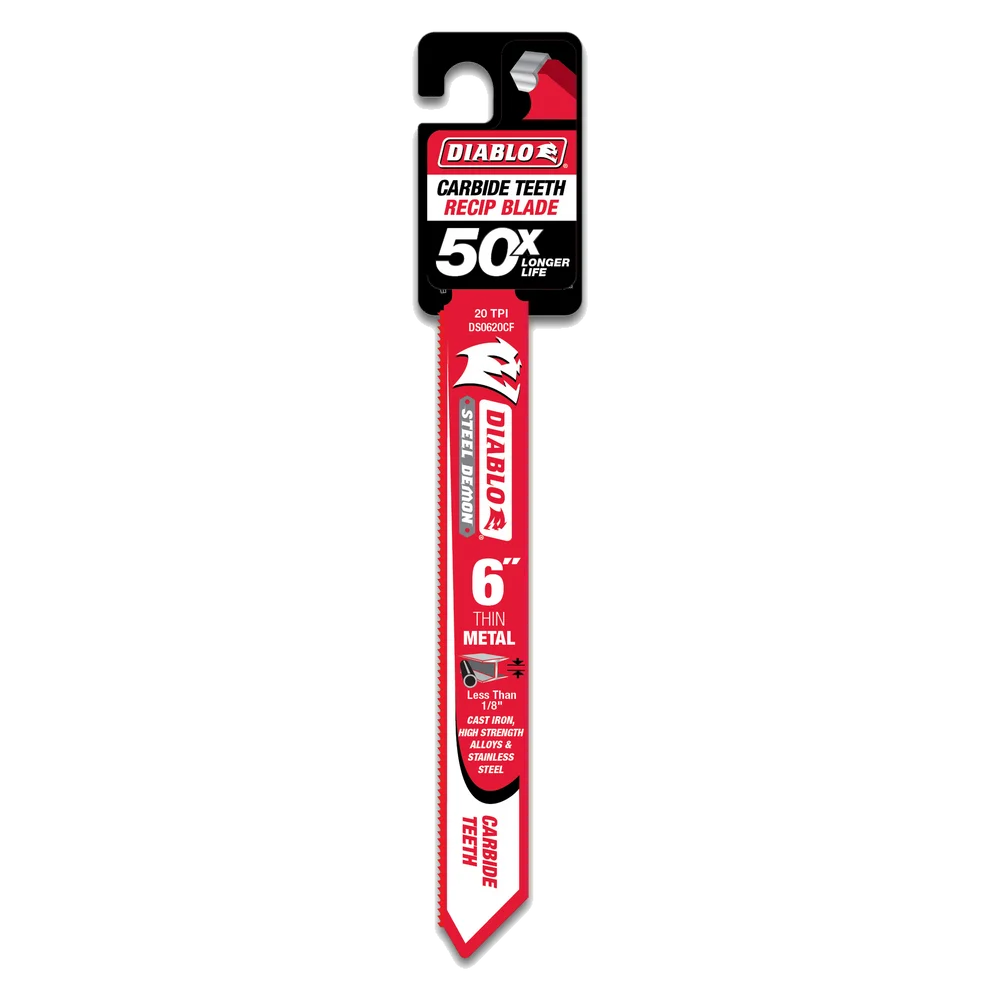Diablo Tools DS0620CF 6 in. Steel Demon Carbide Recip Blades for Thin Metal (less than 1/8 in.) Cutting - Edmondson Supply