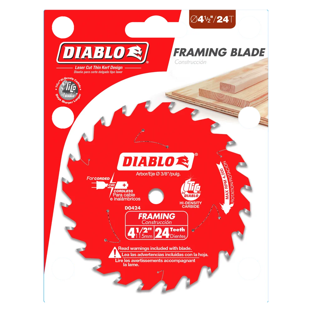Diablo Tools D0424X 4-1/2 in. x 24 Tooth Framing Trim Saw Blade - Edmondson Supply