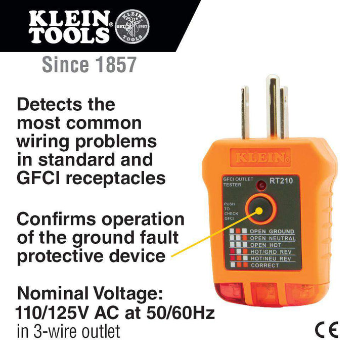 Klein Tools RT210 GFCI Receptacle Tester - Edmondson Supply
