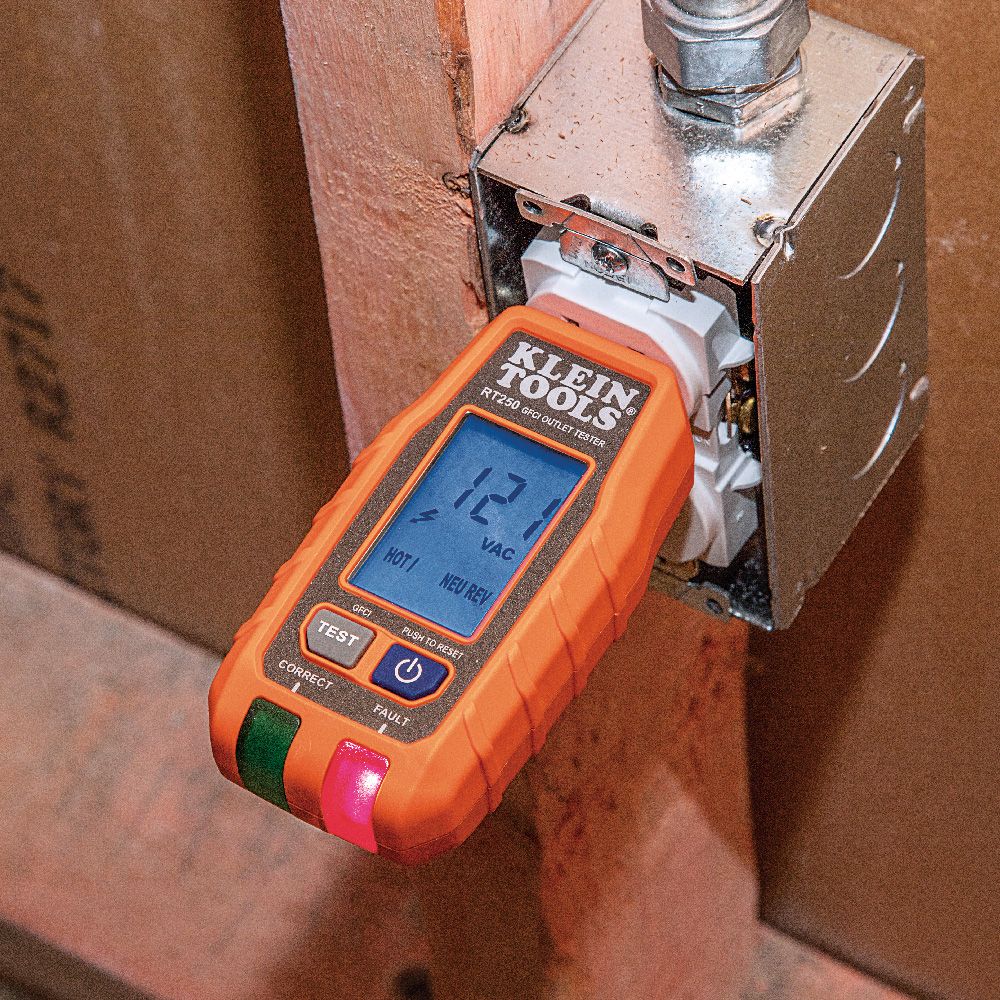 Klein Tools RT250 GFCI Receptacle Tester with LCD - Edmondson Supply