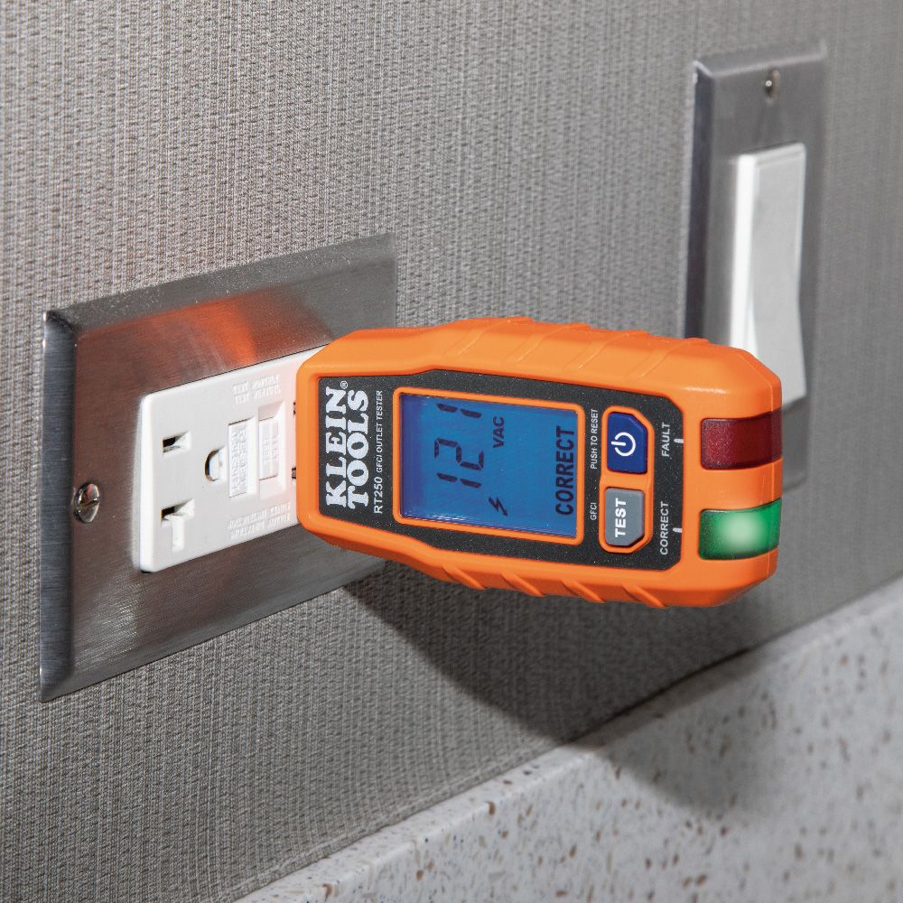 Klein Tools RT250 GFCI Receptacle Tester with LCD - Edmondson Supply