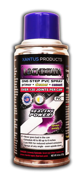 Xantus Products LD-04P Lockdown One-Step PVC Spray Primer/Cleaner/Cement, Purple, 4.5 oz. Can