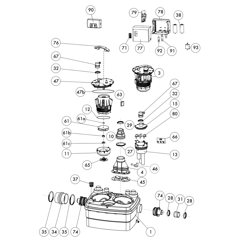 Saniflo 029 Sanicubic 2 Simplex Grinder System, 240 V - Edmondson Supply