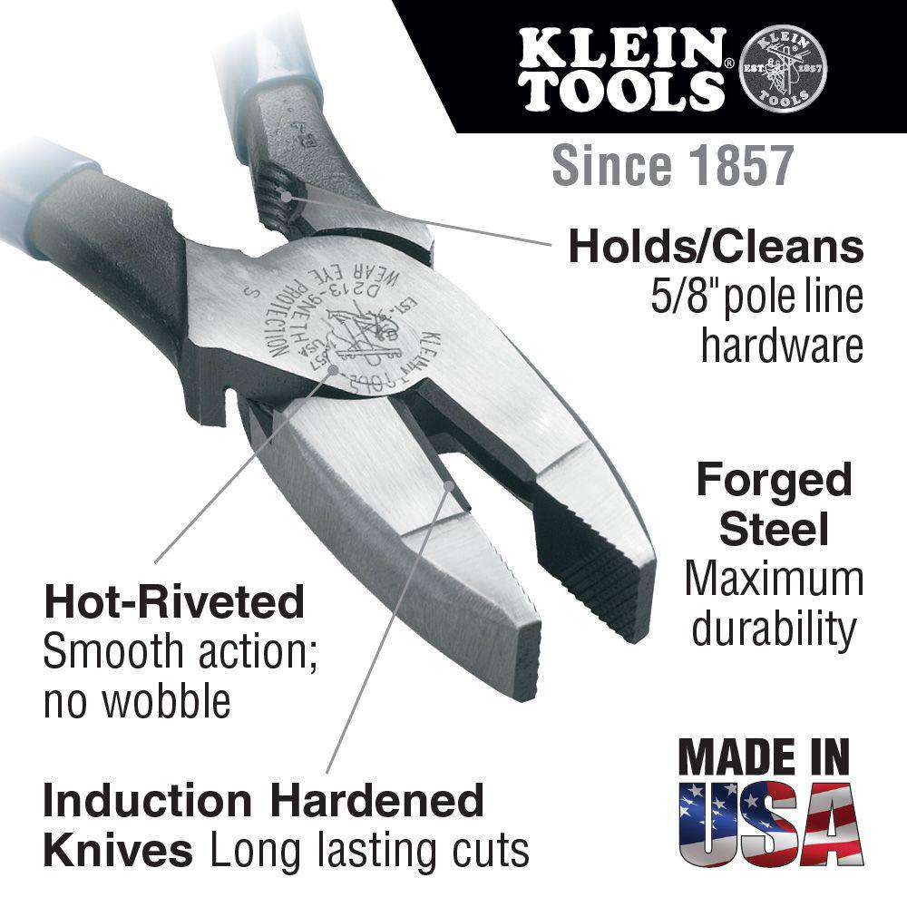Klein Tools D213-9NETH Lineman's Bolt-Thread Holding Pliers, 9-Inch - Edmondson Supply