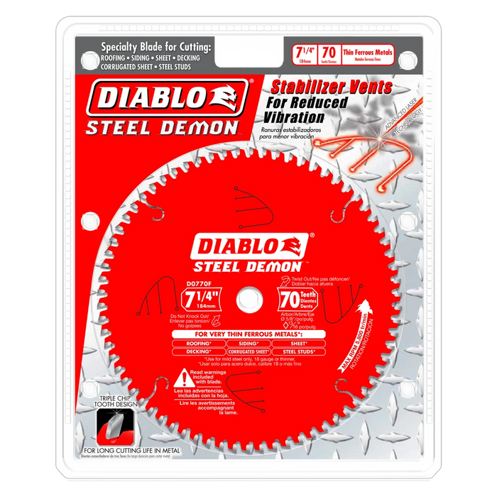Diablo Tools D0770F 7-1/4 in. x 70 Tooth Carbide-Tipped Saw Blade for Metal