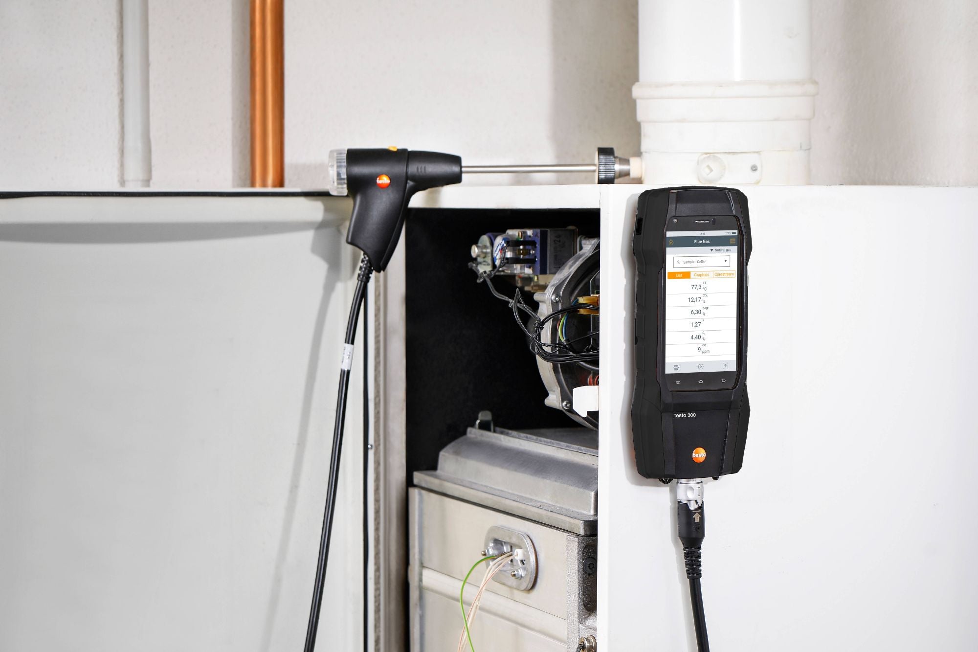 Testo 0564 3002 82 - 300 Smoke Edition Combustion Analyzer Kit (w/ O2 and CO 0-4,000) - Edmondson Supply