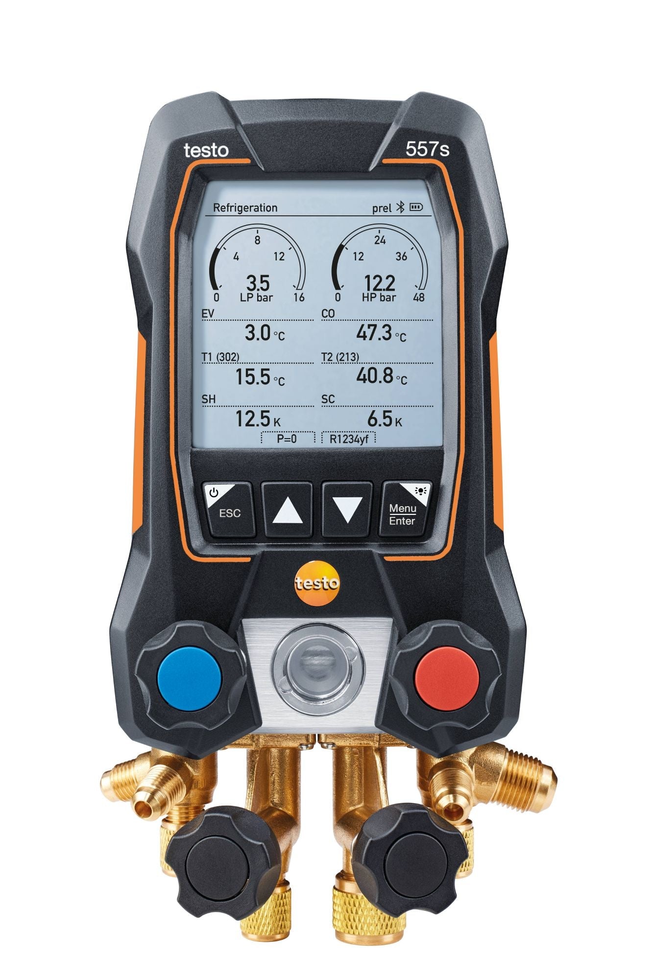 Testo 0564 5572 01 - 557s Smart Digital Manifold w/ Wireless Clamp Temperature, Vacuum Probes & 4 Hose Set - Edmondson Supply