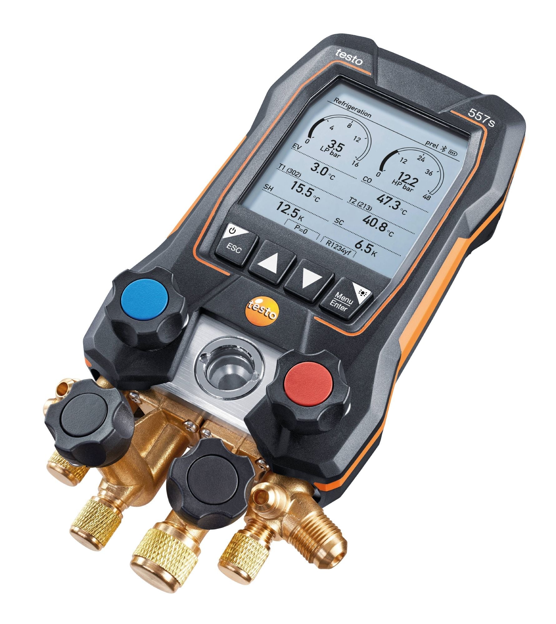 Testo 0564 5572 01 - 557s Smart Digital Manifold w/ Wireless Clamp Temperature, Vacuum Probes & 4 Hose Set - Edmondson Supply