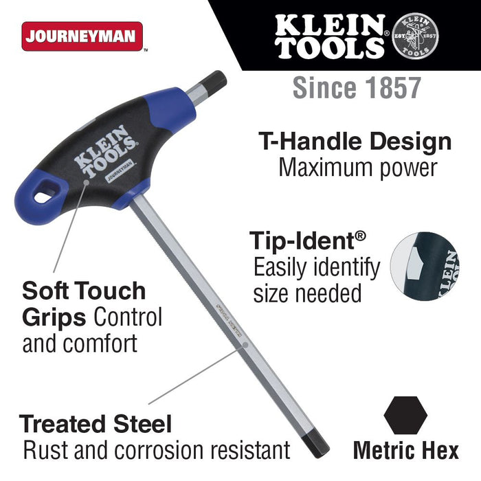 Klein Tools JTH9M6 6 mm Hex Key, Journeyman™ T-Handle, 9-Inch