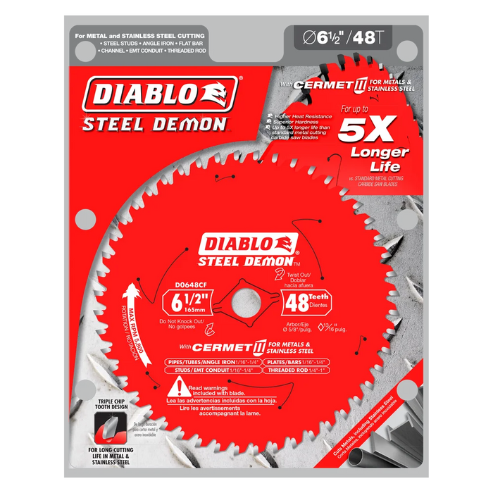 Diablo Tools D0648CFX 6-1/2 in. x 48 Tooth Cermet II Saw Blade for Metals and Stainless Steel