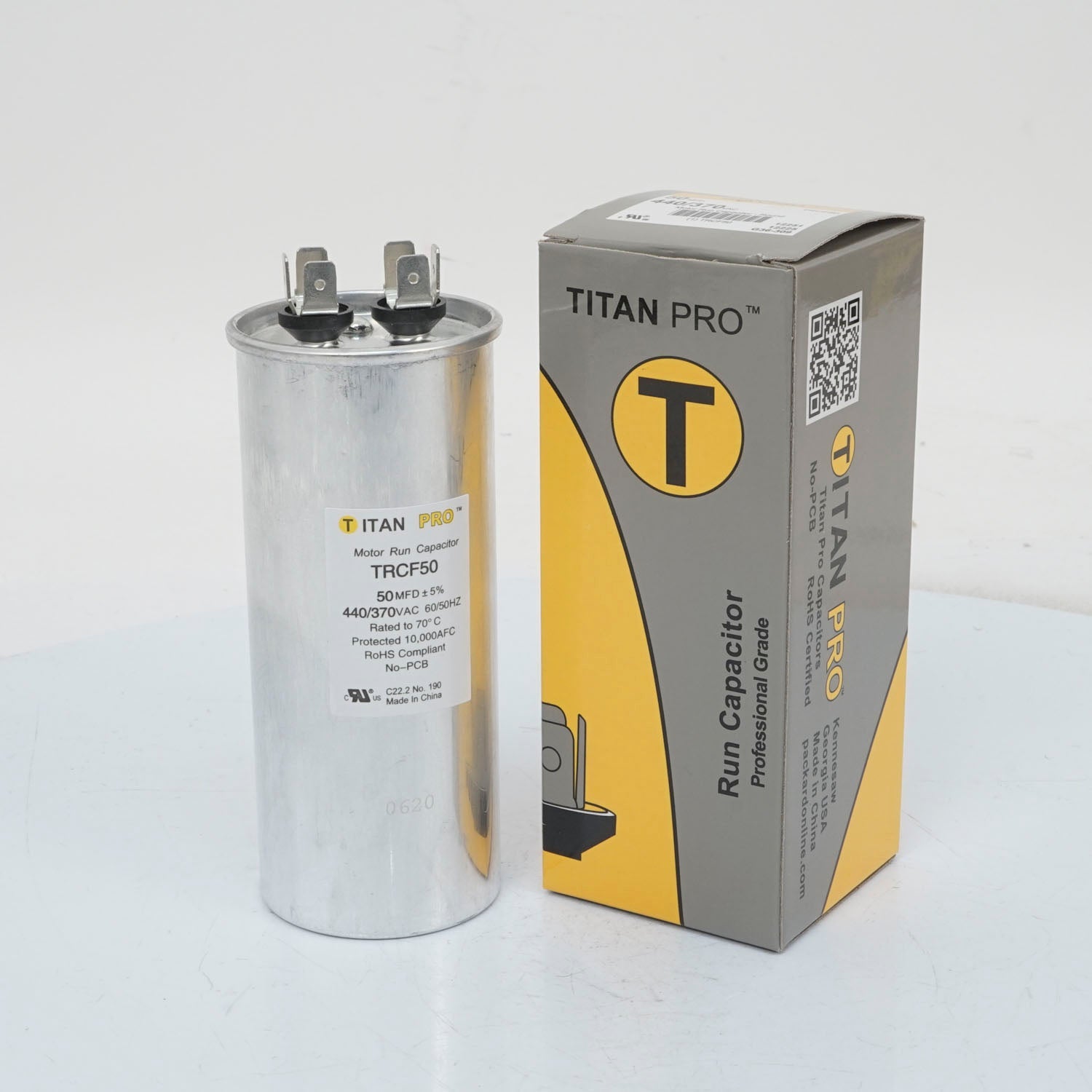 Packard TRCF50 TITAN PRO Run Capacitor 50 MFD 440/370 Volt, Round - Edmondson Supply