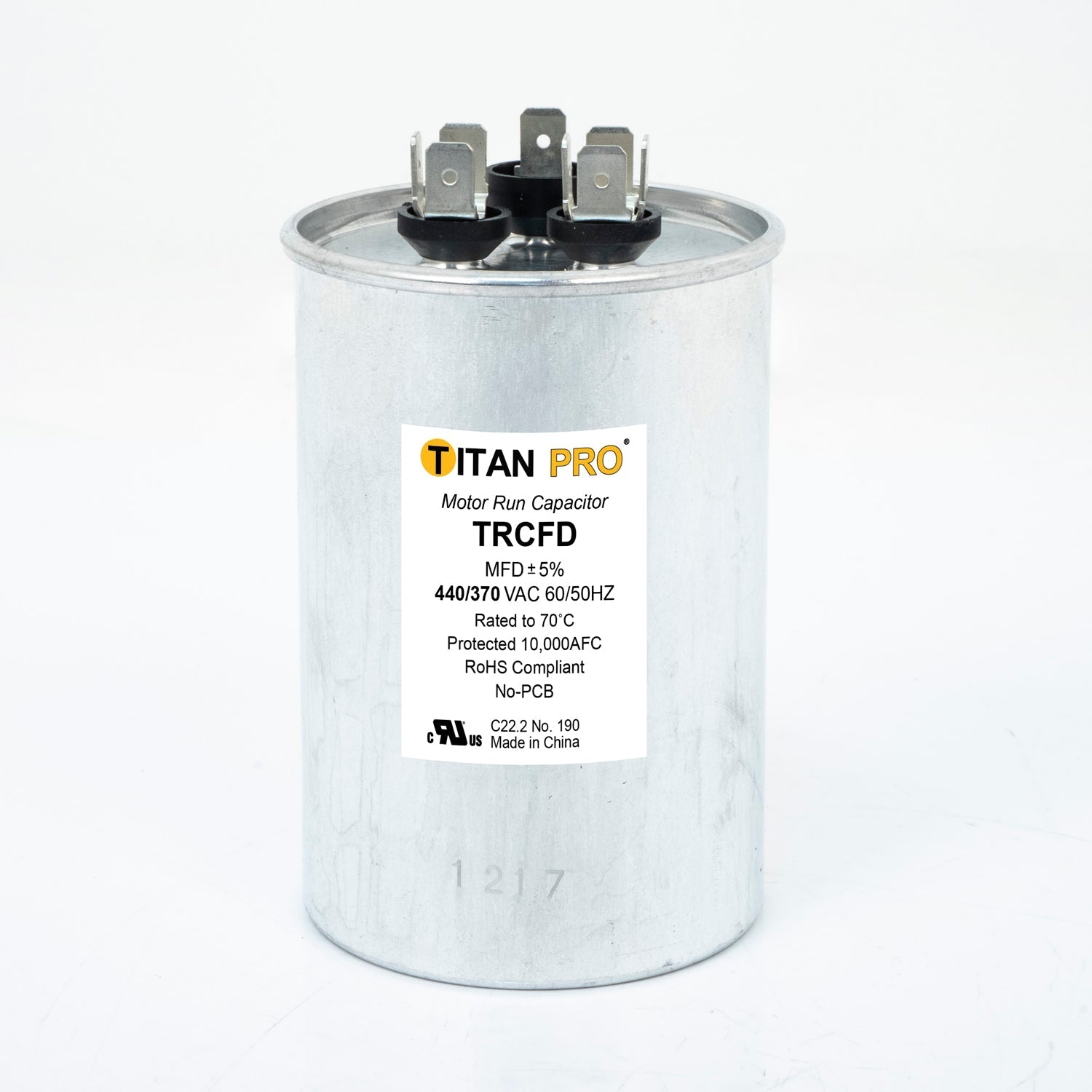 Packard TRCFD3575 Titan PRO Run Capacitor 35+7.5 MFD 440/370 Volt Round - Edmondson Supply