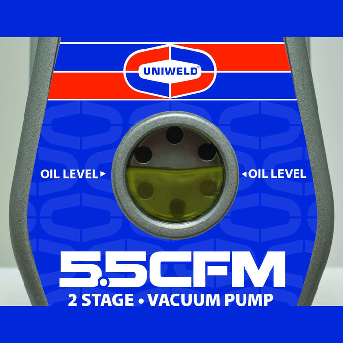 Uniweld U5VP2 Vacuum Pump, 5.5 CFM, 2-Stage, 1/2 HP, 110/220V - Edmondson Supply