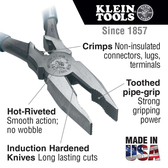 Klein Tools J12098 8" Journeyman High-Leverage Universal Combination Pliers - Edmondson Supply