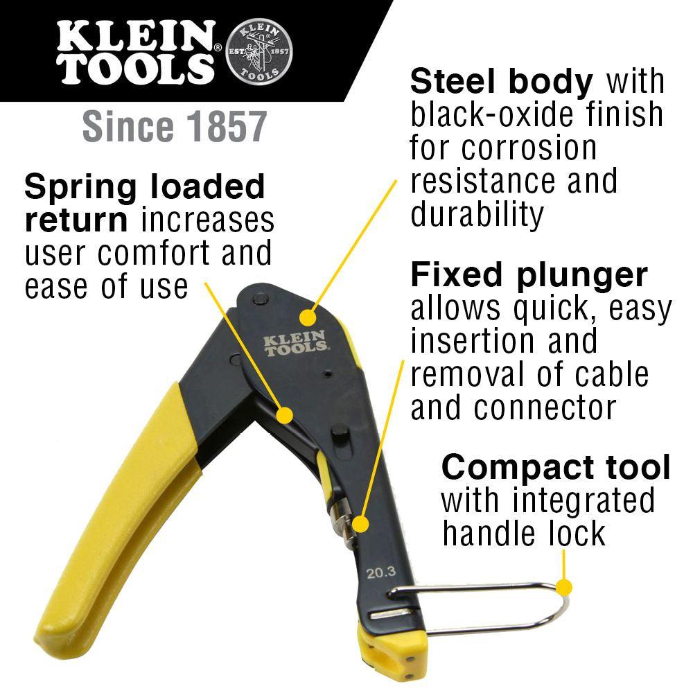 Klein Tools VDV212-008-SEN Compact Compression Crimper, F-Connector - Edmondson Supply