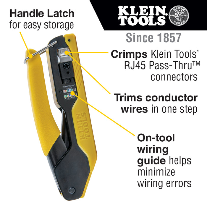 Klein Tools VDV226-005 Data Cable Crimper for Pass-Thru™, Compact - Edmondson Supply