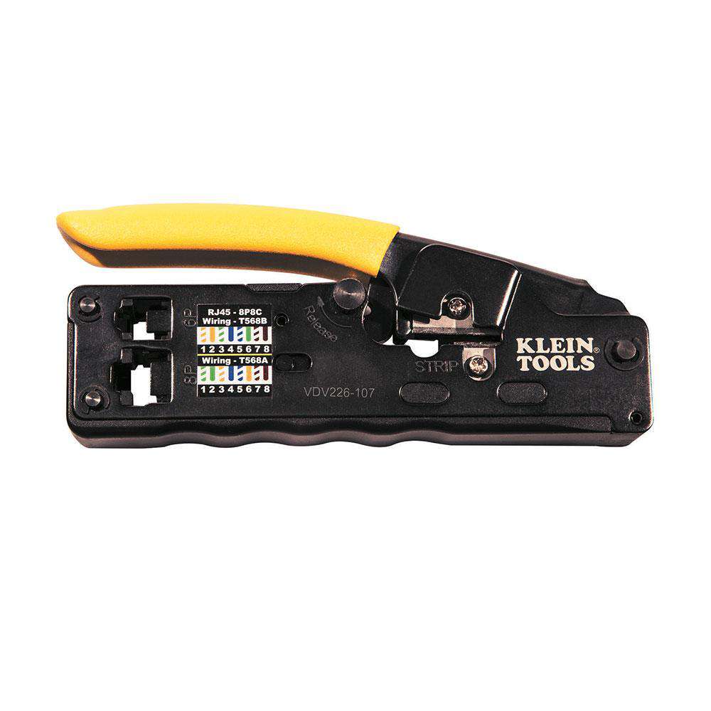 Klein Tools VDV226-107 Ratcheting Data Cable Crimper / Stripper / Cutter, Compact - Edmondson Supply