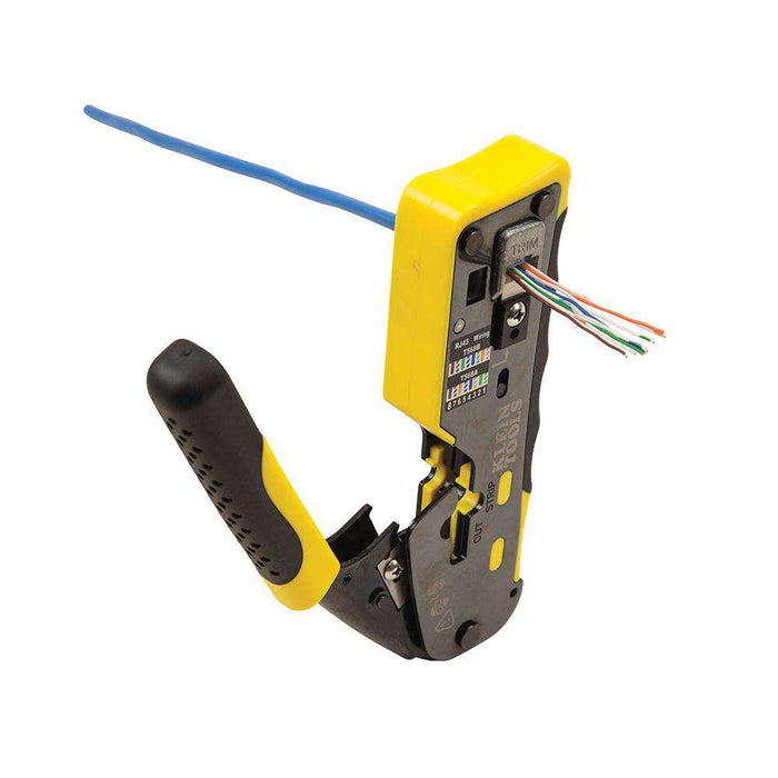 Edmondson Supply Klein Tools VDV226-110 Ratcheting Cable Crimper  Stripper Cutter, for Pass-Thru™