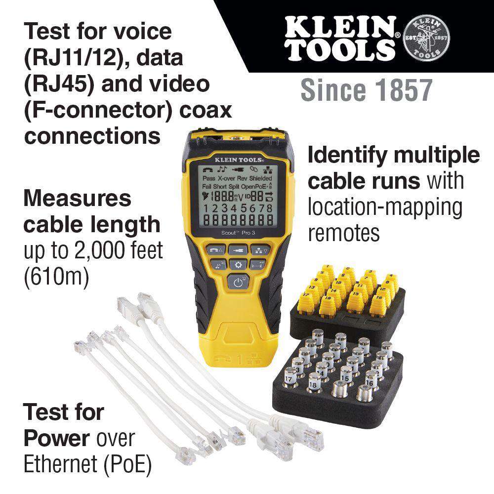 Klein Tools VDV501-852 Scout® Pro 3 Tester with Locator Remote Kit - Edmondson Supply