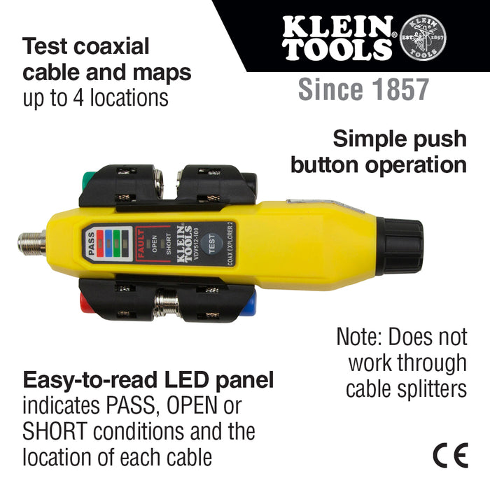 Klein Tools VDV512-101 Cable Tester, Coax Explorer® 2 Tester with Remote Kit - Edmondson Supply