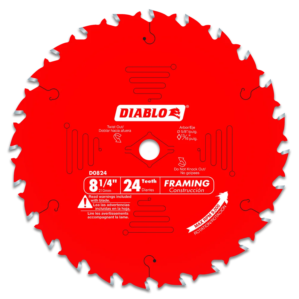Diablo Tools D0824X 8-1/4 in. x 24 Tooth Framing Saw Blade - Edmondson Supply