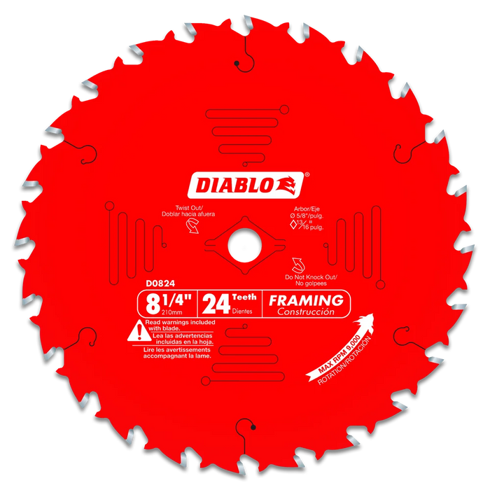 Diablo Tools D0824X 8-1/4 in. x 24 Tooth Framing Saw Blade