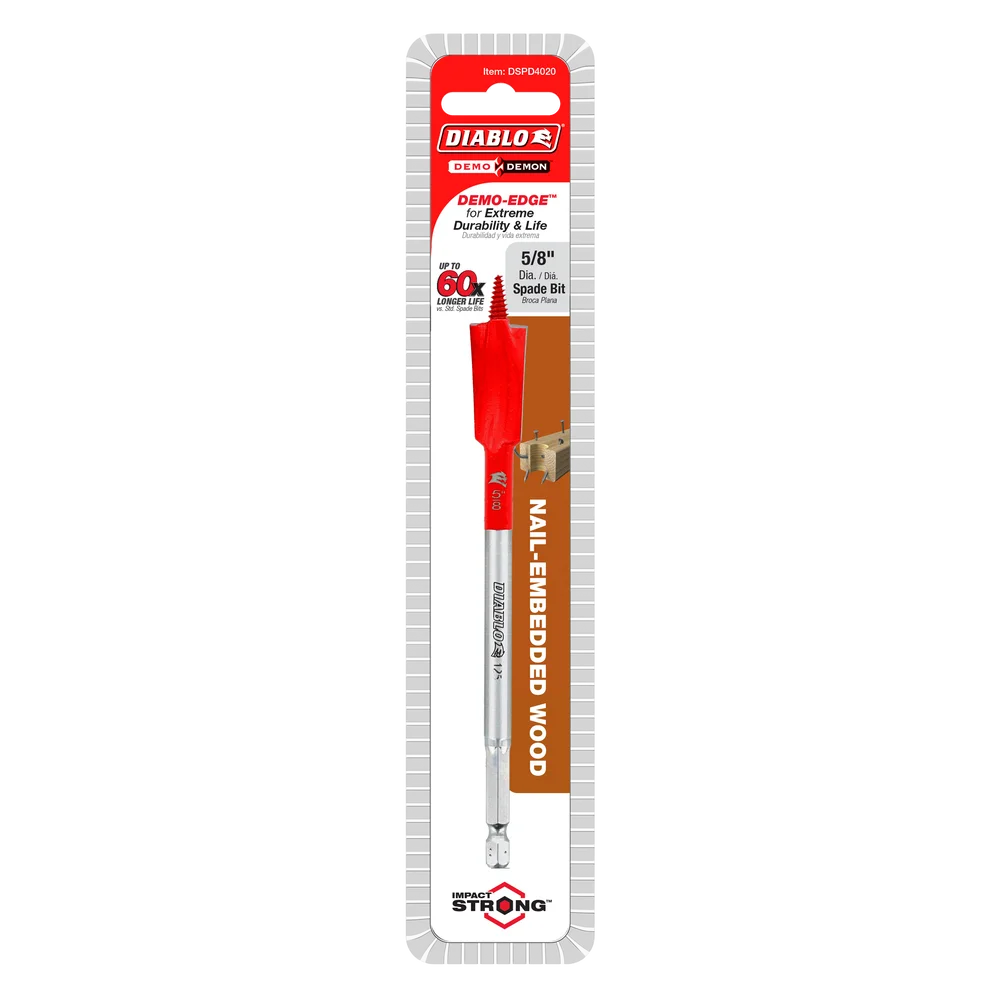 Diablo Tools DSPD4020 5/8 in. x 6 in. Demo Demon™ Spade Bit for Nail-Embedded Wood - Edmondson Supply