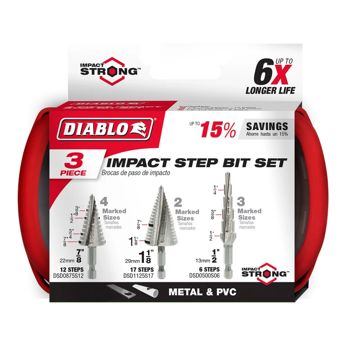 Diablo Tools DSDS003 Impact Strong Step Drill Bit Set - Edmondson Supply