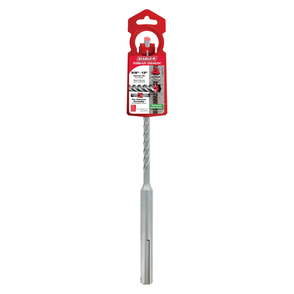 Diablo Tools DMAMX1010 3/8 in. x 8 in. x 13 in. Rebar Demon SDS‑Max 4‑Cutter Full Carbide Head Hammer Bit - Edmondson Supply