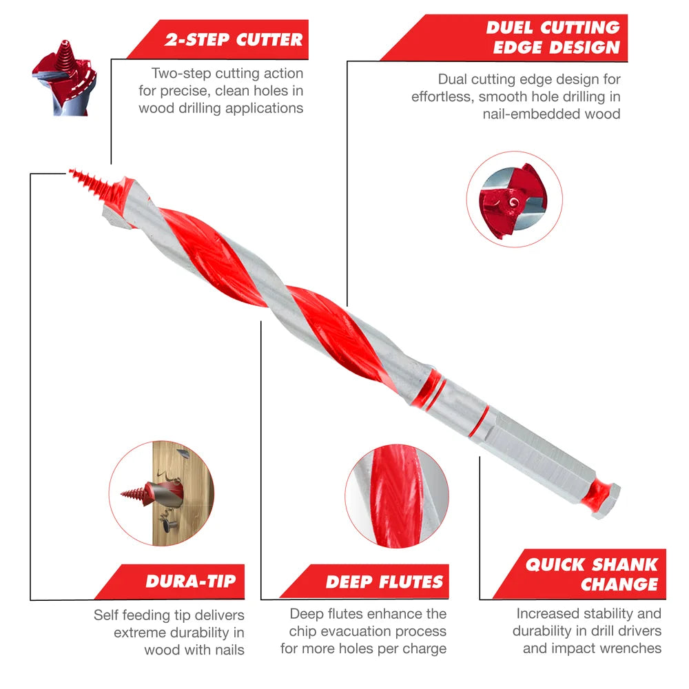 Diablo Tools DAG3010 3/8 in. x 17-1/2 in. Auger Bit - Edmondson Supply